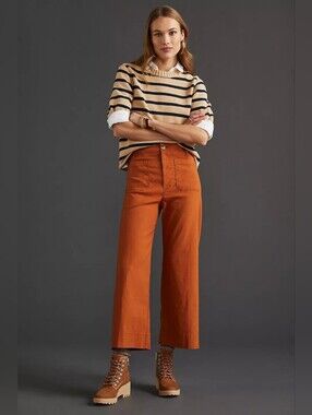Maeve The Colette Pants Burnt Orange Wide Leg Cropped Size 30 Magic Fabric
